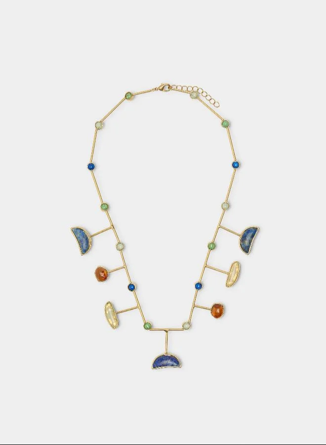 PARFOIS Rigid Necklace With Multicolor Stones