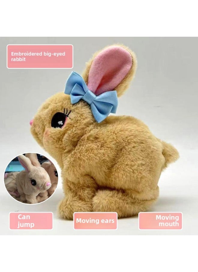 Cross Border Easter My Realistic Bunny Toy Plush Electric White Rabbit-Colour:(new) Embroidered Big Eyed Rabbit (yellow)  - Image 1