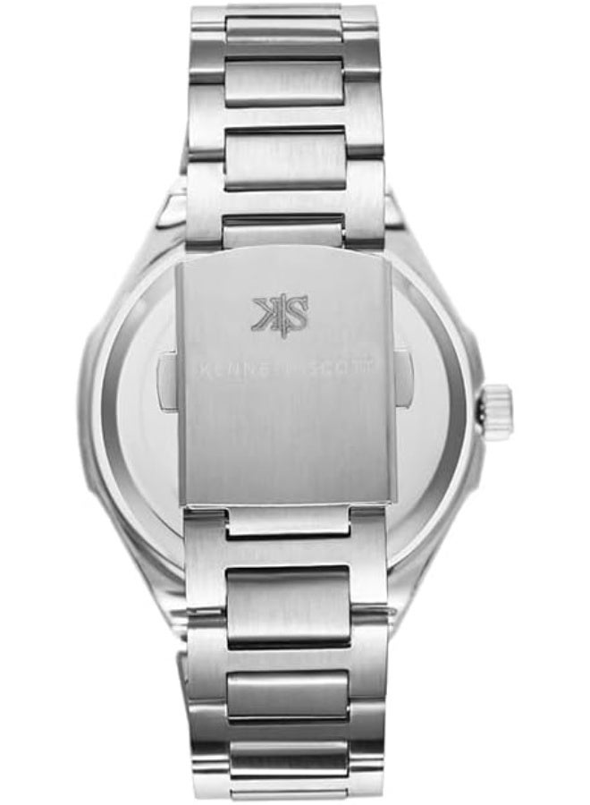 كينيث سكوت ساعة كينيث سكوت للرجال بحركة  وشاشة بعقارب وسوار من الستانلس ستيل - فضي - Image 3