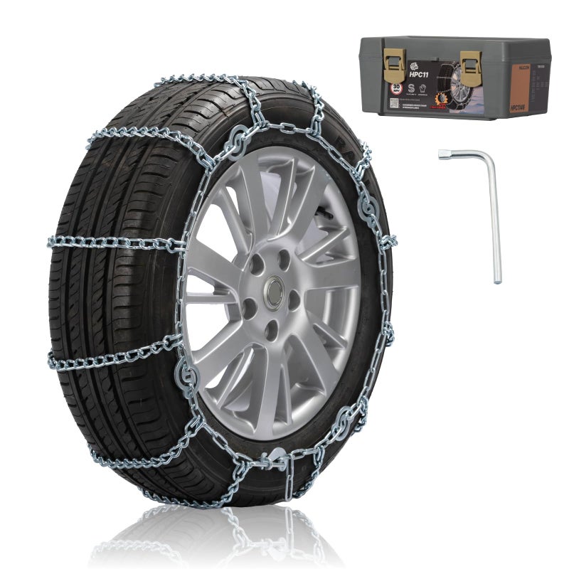 HILLCLYM Snow Chains for Pickup Trucks, SUVs, Light Trucks, Heavy Duty Quick Fit & Easy Installation, Reusable Emergency CAM Tightener Tire Traction Chain, Set of 2 (HPC1130) - Image 1