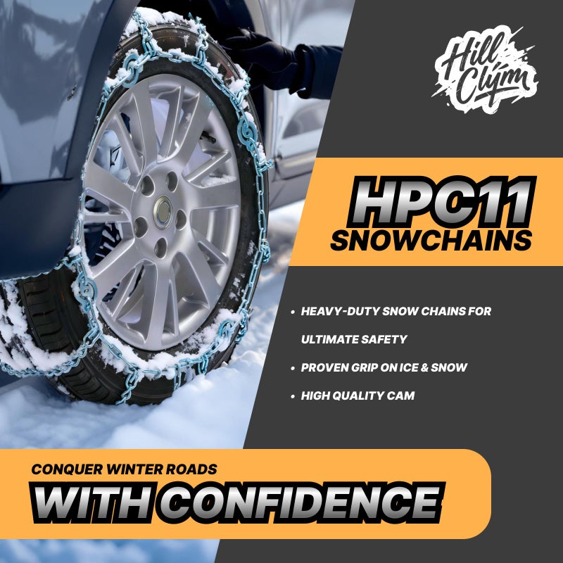 HILLCLYM Snow Chains for Pickup Trucks, SUVs, Light Trucks, Heavy Duty Quick Fit & Easy Installation, Reusable Emergency CAM Tightener Tire Traction Chain, Set of 2 (HPC1130) - Image 2