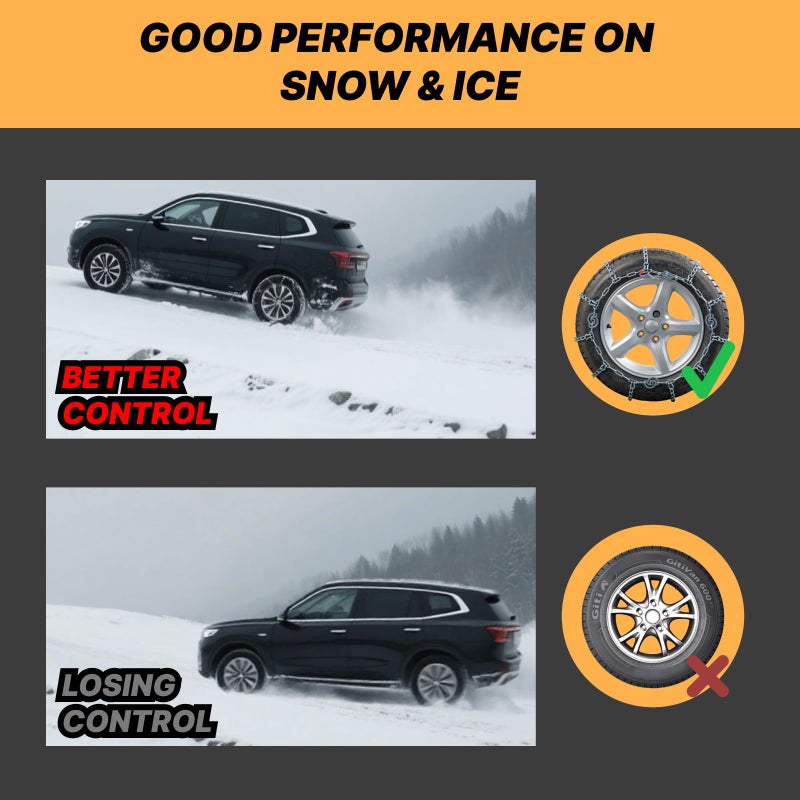 HILLCLYM Snow Chains for Pickup Trucks, SUVs, Light Trucks, Heavy Duty Quick Fit & Easy Installation, Reusable Emergency CAM Tightener Tire Traction Chain, Set of 2 (HPC1130) - Image 4