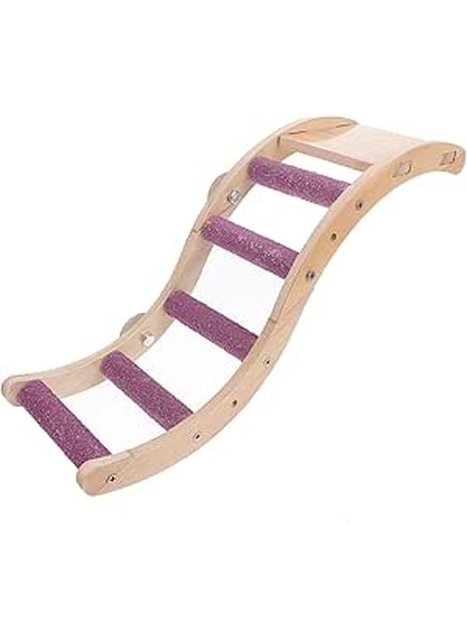 Purple Wooden Bird Climbing Ladder for Parakeets Cockatiels Small Parrots Curved Design - Image 1