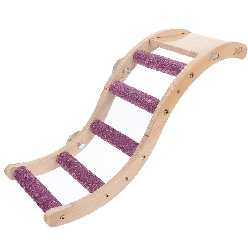 Purple Wooden Bird Climbing Ladder for Parakeets Cockatiels Small Parrots Curved Design - Image 2