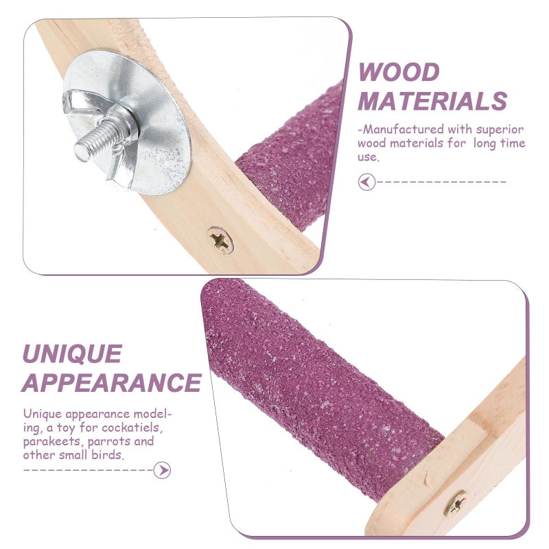 Purple Wooden Bird Climbing Ladder for Parakeets Cockatiels Small Parrots Curved Design - Image 5