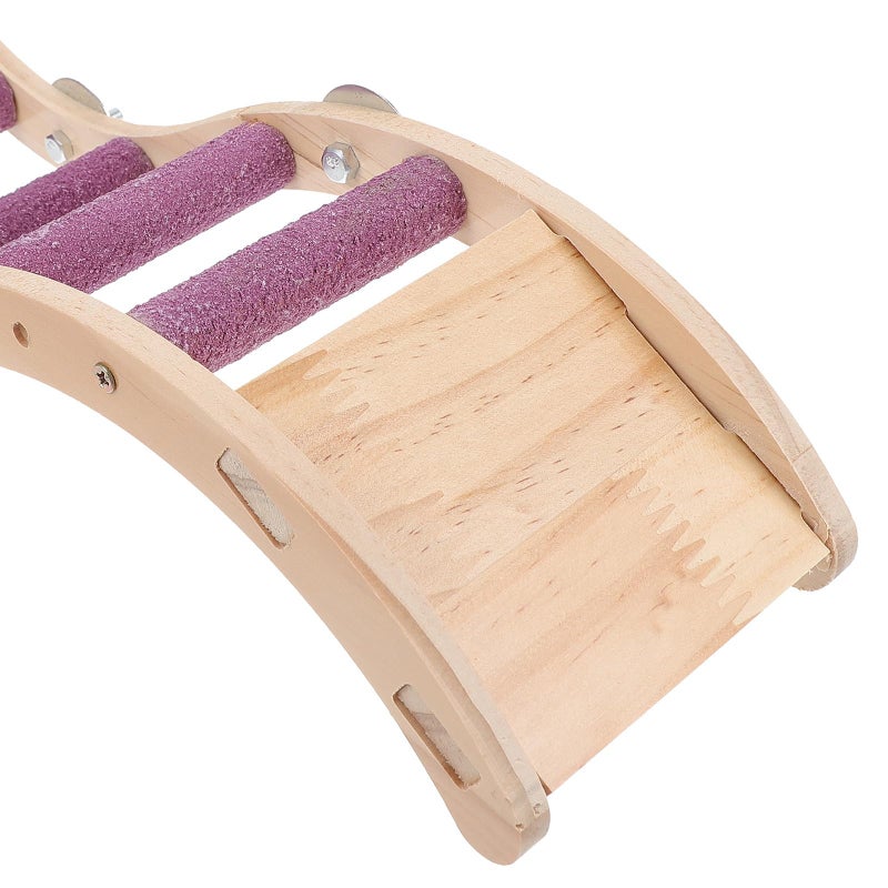 Purple Wooden Bird Climbing Ladder for Parakeets Cockatiels Small Parrots Curved Design - Image 4