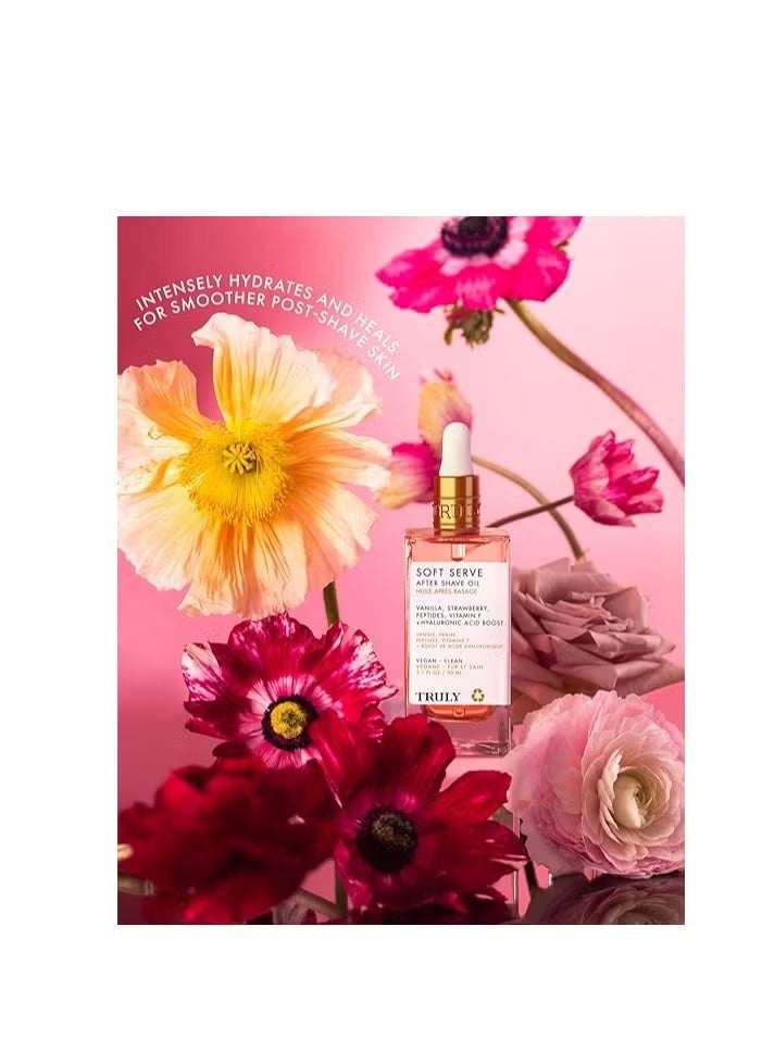 Truly Beauty Soft Serve After Shave Oil | Hydrating Treatment for Ingrowns & Irritation | Peptides, Hyaluronic Acid & Strawberry Extract | Soothes & Smooths Skin | Strawberry Vanilla Scent (3.1 Fl Oz) - Image 5
