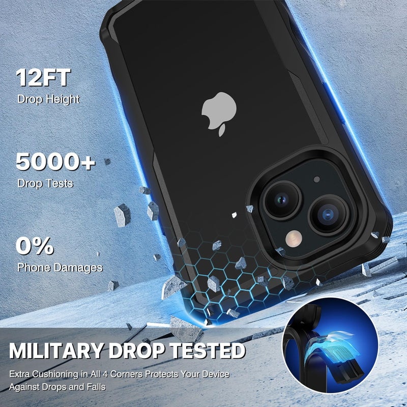 CENHUFO Privacy for iPhone 15 Plus Case, Full Body Phone Case with Built-in 9H Tempered Glass Privacy Screen Protector and Camera Lens Protector, Anti Peep Spy Shockproof Bumper Clear Cover -Black - Image 4