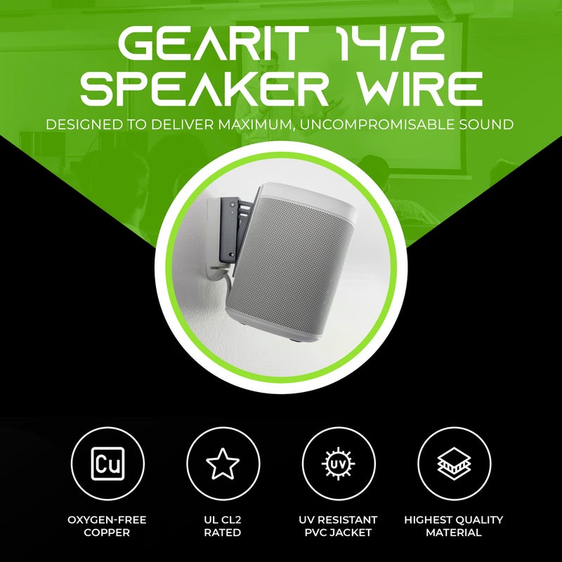 GearIT 14/2 Speaker Wire (500 Feet) 14AWG Gauge - in Wall Audio Speaker Wire Cable / CL2 Rated / 2 Conductors - OFC Oxygen-Free Copper, White 500ft - Image 3