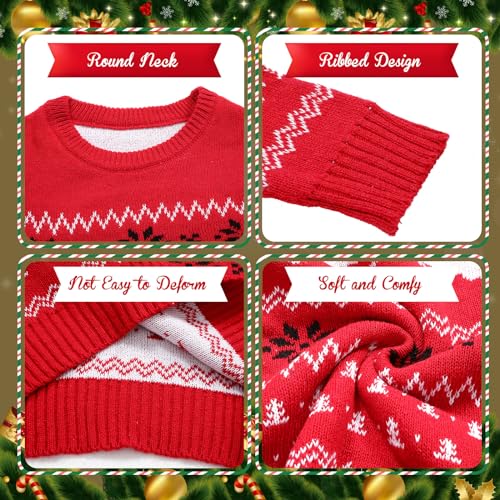 Xaatren Matching Family Christmas Sweaters Ugly Knit Pullover Cute Long Sleeve Crew Neck Xmas Holiday Jumper with Hat (Medium,Red Elk,Kid) - Image 2
