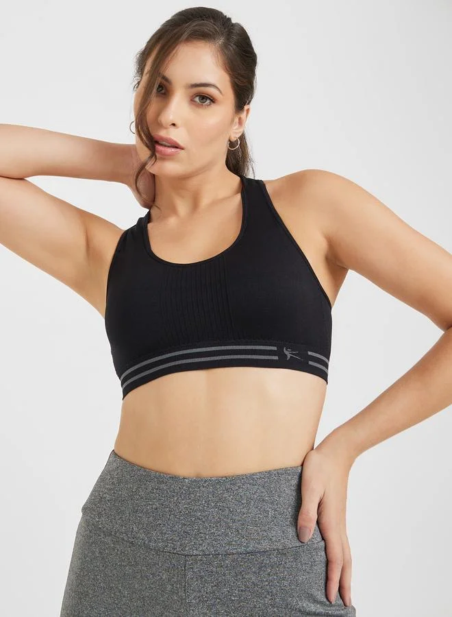 ستايلي اكتيف حمالة صدر رياضية بحزام خصر مزدوج الخطوط من ستايلي - عبوة من قطعتين