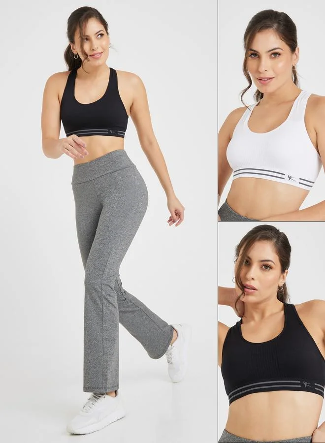 ستايلي اكتيف حمالة صدر رياضية بحزام خصر مزدوج الخطوط من ستايلي - عبوة من قطعتين