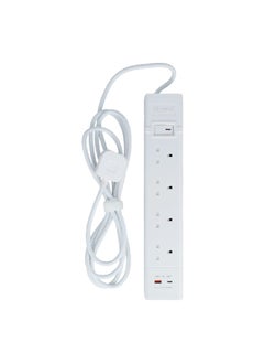 AL FANAR 4-Socket 2-USB Durable Power Extension Cord White 3 m CE043M2AC20  - Image 1