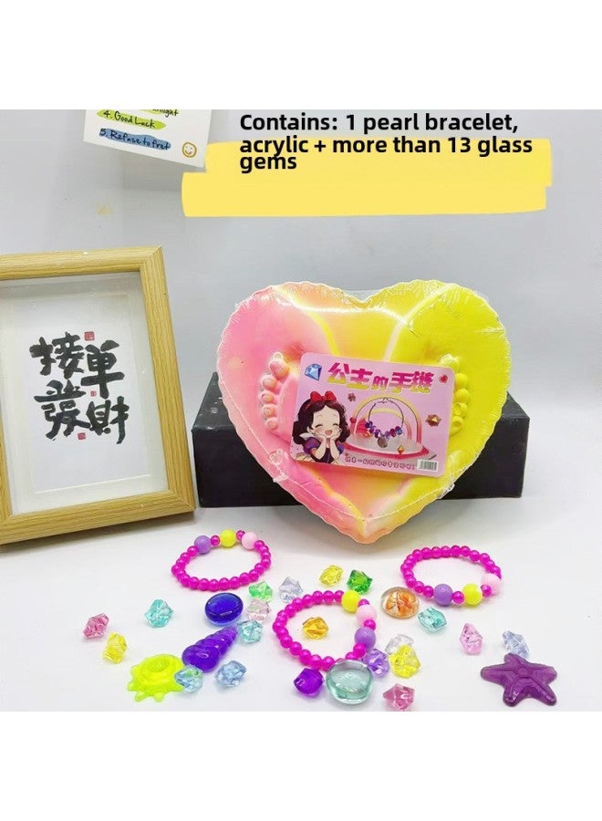 Archaeological Digging Toys Boys And Girls Dinosaur Fossils Digging Gem Treasure Children's Educational Handmade DIY Stall-Color:Love Princess Bracelet (bracelet 1+12-15 Gems)  - Image 1