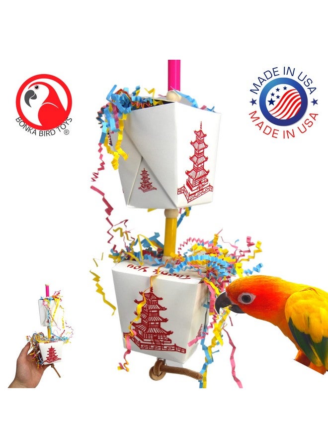 Bonka Bird Toys Bonka Bird Toys 3874 Duo Take Out Small Medium Bird Toy Oyster Pail Treat Box Foraging Paper Chew Shred Cockatiel Parakeet Conures and Other Similar Birds - Image 3