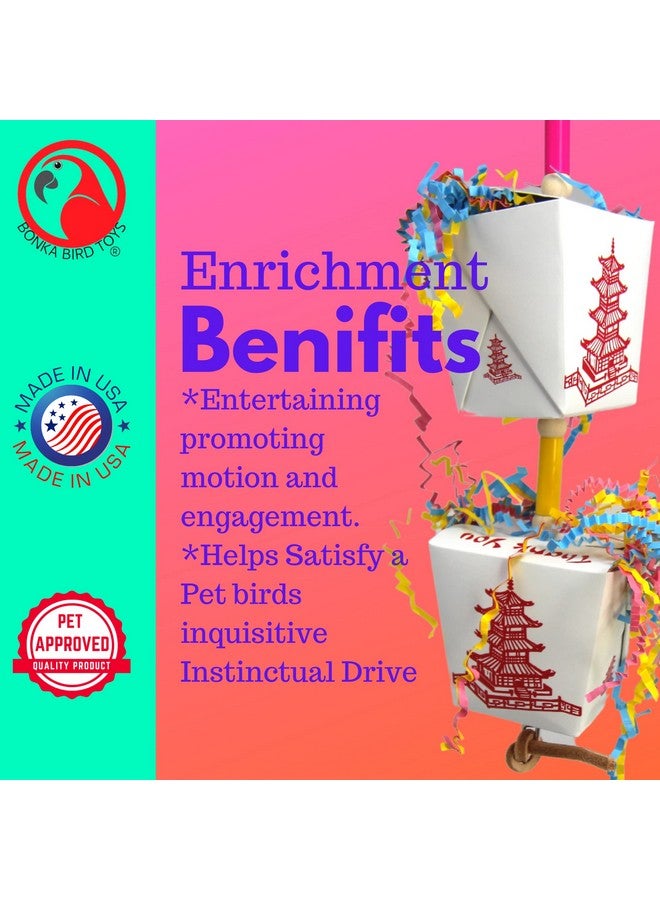 Bonka Bird Toys Bonka Bird Toys 3874 Duo Take Out Small Medium Bird Toy Oyster Pail Treat Box Foraging Paper Chew Shred Cockatiel Parakeet Conures and Other Similar Birds - Image 2