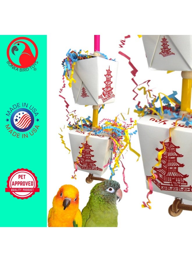Bonka Bird Toys Bonka Bird Toys 3874 Duo Take Out Small Medium Bird Toy Oyster Pail Treat Box Foraging Paper Chew Shred Cockatiel Parakeet Conures and Other Similar Birds - Image 5