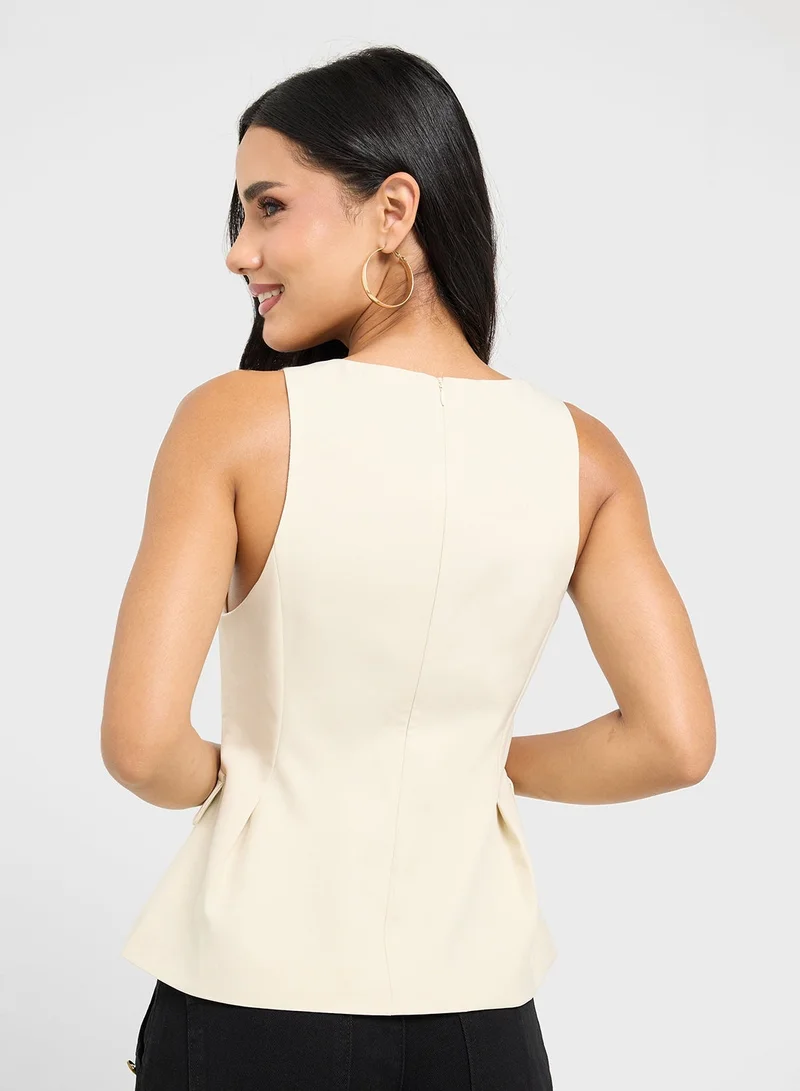 Ginger V Neck Vest With Pockets