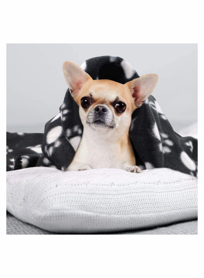 SYOSI 6 Pack Pet Blanket Soft Fleece Dog Cat Blanket, Fluffy Warm Sleep Bed Cover with Dog Bones Print for Kitten Puppy, Pet Kennels, Beds, Car Seats and Crate (Black) - Image 5