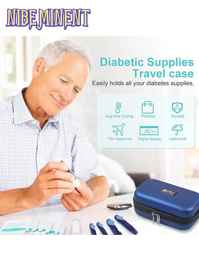 NIBEMINENT 24h Insulin Cooler Travel Case Medication Cooler For Travel With Thermometer Temperature Display Refrigerated Organizer Bag With 2 Ice Pack  - Image 5