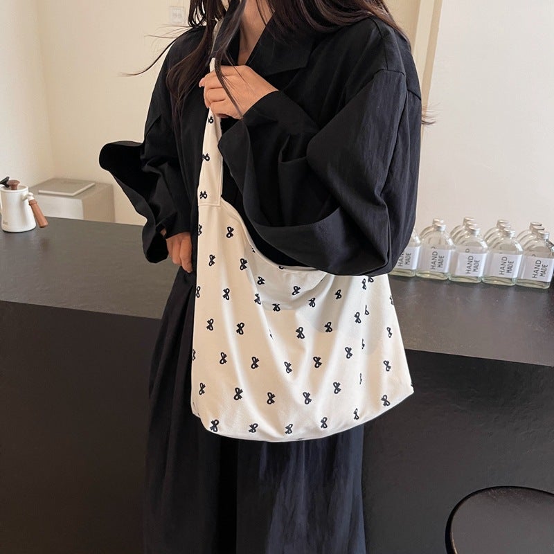 2024 Mori Style Girl'S Large Capacity Wave Dot Classic Daily Underarm Women'S Bag Shoulder Bag Nylon Cloth Bag - Image 1