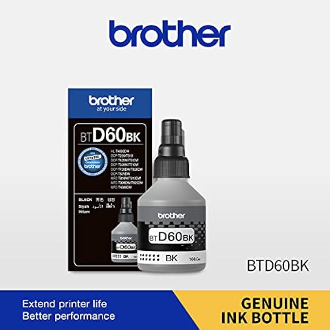 GENUINE BTD60BK ULTRA HIGH YIELD BLACK INK BOTTLE FOR INK TANK PRINTERS, 108 ML - Image 2