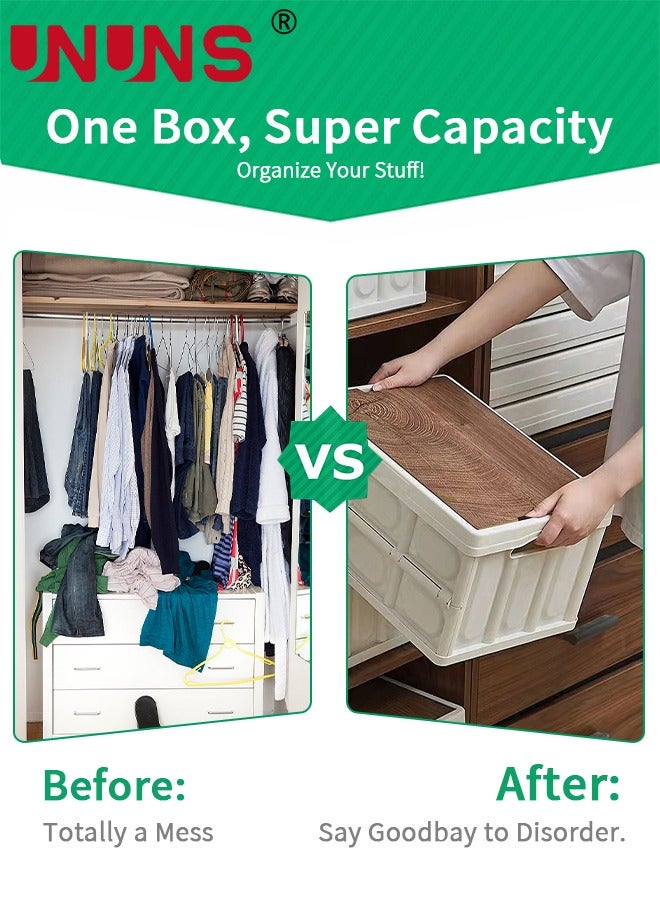 UNUNS Foldable Storage Box,Collapsible Camping Box With Wooden Lid For Indoor Pool Toys Snacks, Portable Waterproof Storage Container For Outdoor Barbeque Picnic Fishing Car,Home Garage Organization  - Image 2