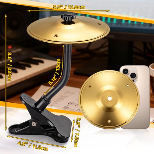 Facmogu Mini Clip-On Desktop Cymbal, Mini Desk Drum for Music Lovers, Relieve Your Work & Study Stress with Fun Gold Percussion Accessory, Easy Installation for Most Desk Types - Image 5