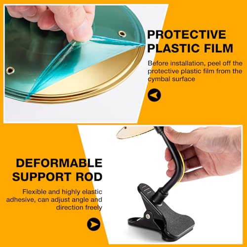 Facmogu Mini Clip-On Desktop Cymbal, Mini Desk Drum for Music Lovers, Relieve Your Work & Study Stress with Fun Gold Percussion Accessory, Easy Installation for Most Desk Types - Image 4