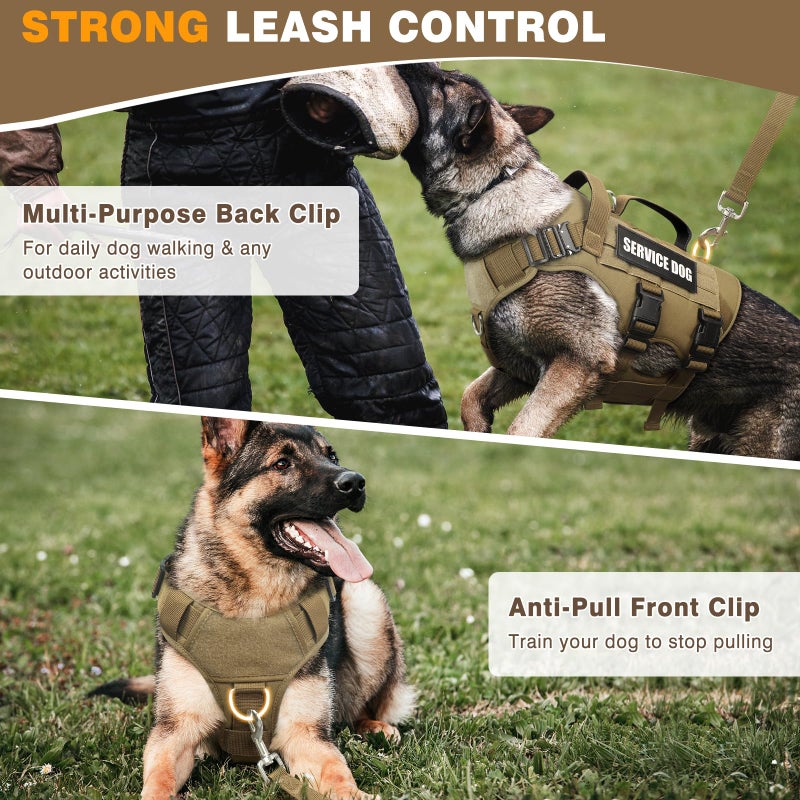 WINSEE Service Dog Vest Harness for Large Dog, Tactical Working MOLLE Vest with 10 Pet Patches, No Pull Heavy Duty Harness for Training Walking - Image 4