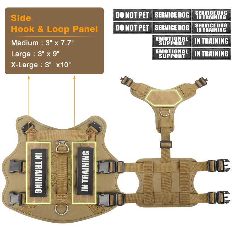 WINSEE Service Dog Vest Harness for Large Dog, Tactical Working MOLLE Vest with 10 Pet Patches, No Pull Heavy Duty Harness for Training Walking - Image 5