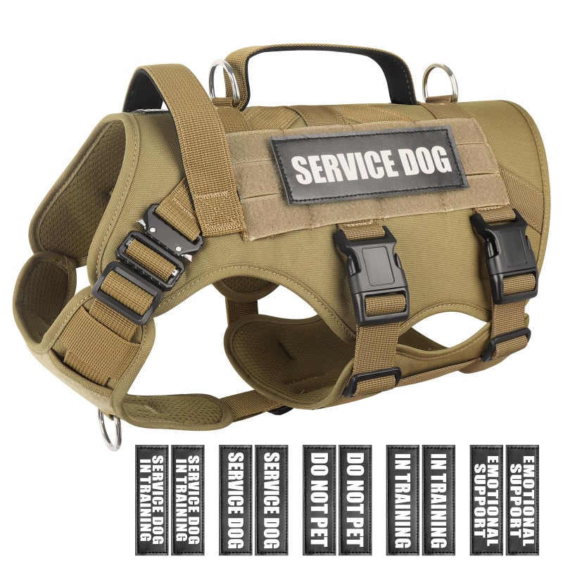 WINSEE Service Dog Vest Harness for Large Dog, Tactical Working MOLLE Vest with 10 Pet Patches, No Pull Heavy Duty Harness for Training Walking - Image 1