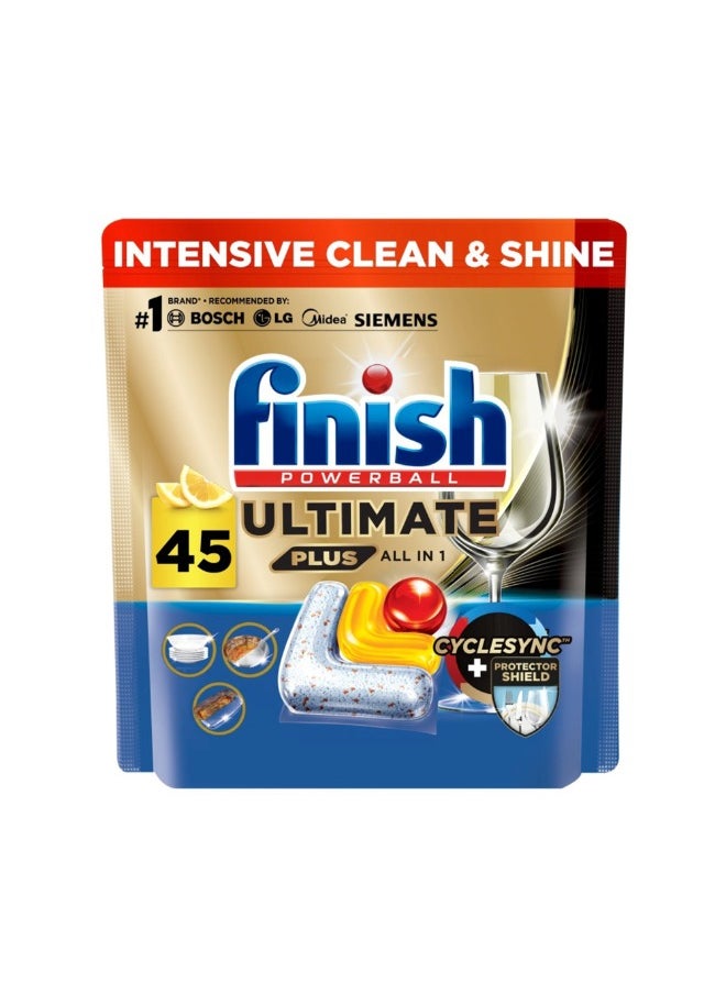 Finish - Powerball Ultimate Plus Dishwasher  Lemon Fragrance Detergent 45 Tablets - Image 1