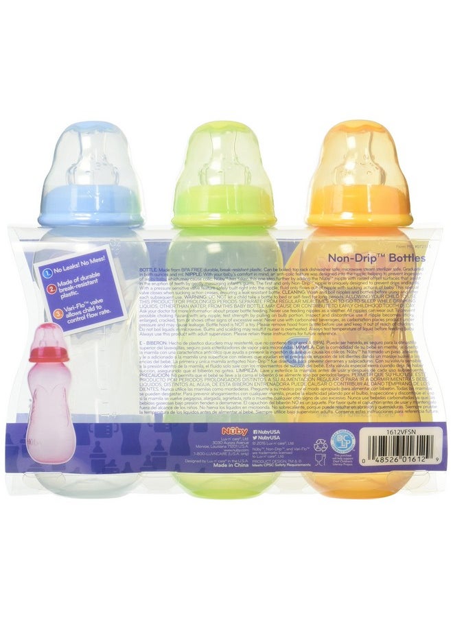Nuby Nuby No-Drip Tinted Bottle 3Pk 10 Ounce - Assorted Colors  - Image 2