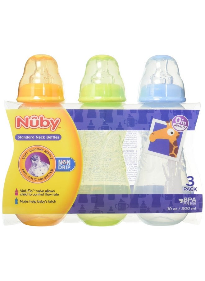 Nuby Nuby No-Drip Tinted Bottle 3Pk 10 Ounce - Assorted Colors  - Image 1