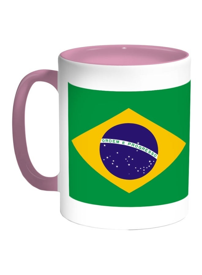 RYN Brazil Printed Coffee Mug Pink/Green/Yellow 11ounce