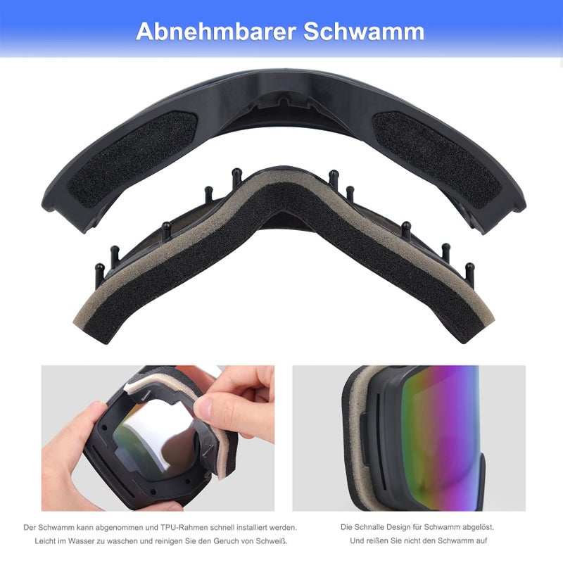 EXP VISION Ski/Snowboard Goggles for Men Women, OTG Snow Goggles Anti Fog UV Protection - Image 4