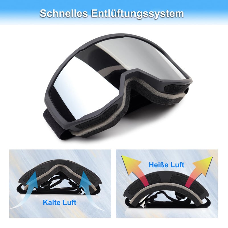 EXP VISION Ski/Snowboard Goggles for Men Women, OTG Snow Goggles Anti Fog UV Protection - Image 3