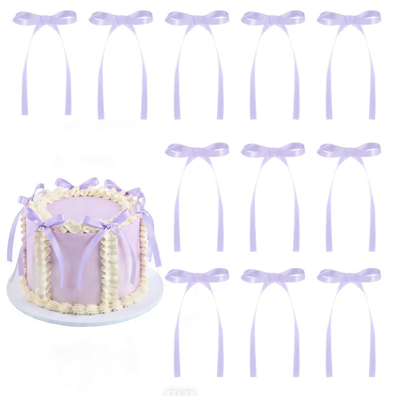 NatNarr 30 Pack Bow Cake Toppers Purple Ribbons Bows for Cake Bow Cupcake Toppers Purple Bow Birthday Decorations for Baby Shower Birthday Wedding Party Supplies - Image 1