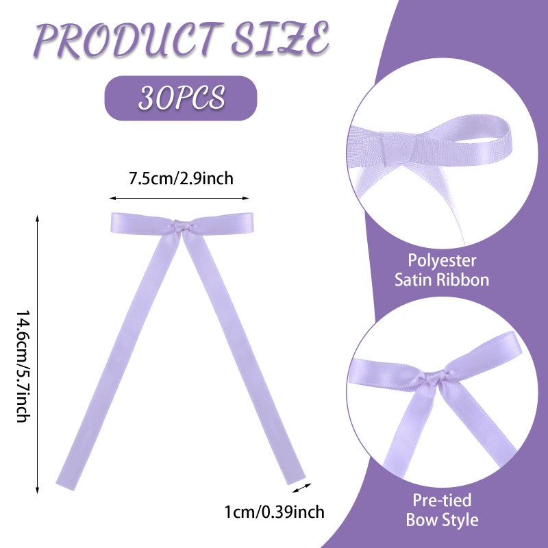 NatNarr 30 Pack Bow Cake Toppers Purple Ribbons Bows for Cake Bow Cupcake Toppers Purple Bow Birthday Decorations for Baby Shower Birthday Wedding Party Supplies - Image 2