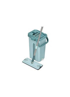 Green flat mop and bucket set with Microfiber Mop Pads Refills Easy Self-Wringing Cleaning Mop Bucket Wet and Dry