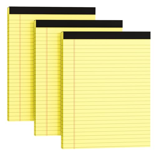 MSKKSM Legal Pads 8.5 x 11, 3 Pack Yellow Note Pads 8.5 x 11 Writing Pads, Wide Ruled Legal Notepads, Lined Pads of Paper Yellow Paper Pads, 30 Sheets Per Notepad for School, Home, Office, Business - Image 1