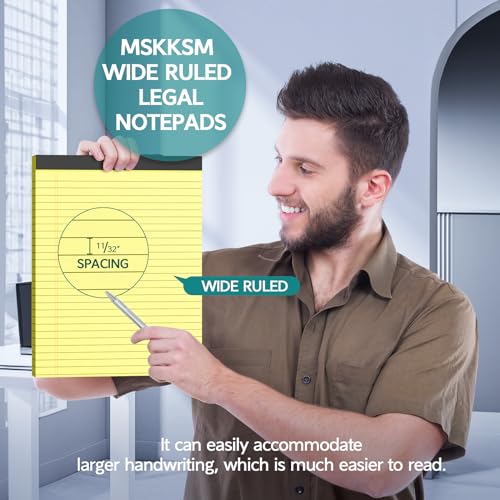 MSKKSM Legal Pads 8.5 x 11, 3 Pack Yellow Note Pads 8.5 x 11 Writing Pads, Wide Ruled Legal Notepads, Lined Pads of Paper Yellow Paper Pads, 30 Sheets Per Notepad for School, Home, Office, Business - Image 3
