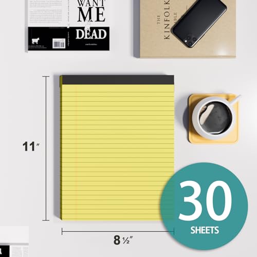 MSKKSM Legal Pads 8.5 x 11, 3 Pack Yellow Note Pads 8.5 x 11 Writing Pads, Wide Ruled Legal Notepads, Lined Pads of Paper Yellow Paper Pads, 30 Sheets Per Notepad for School, Home, Office, Business - Image 2