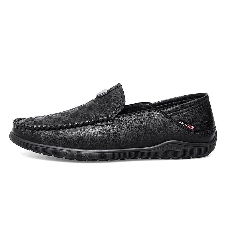 Driving Men'S Doug Shoes Pure Hand-Stitched Soft-Soled Men'S Leather Shoes Embossed Men'S Shoes Driving Shoes - Image 1