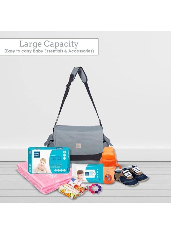Mee Mee Nursing Diapers Bag|Adjustable Strap,Water&Stain Resistant BackPack|Spacious Bag With Multi Pockets for Keeping Milk Bottle With Diaper Changing Mat|All Baby Essentials In1 Bag (light grey) - Image 3