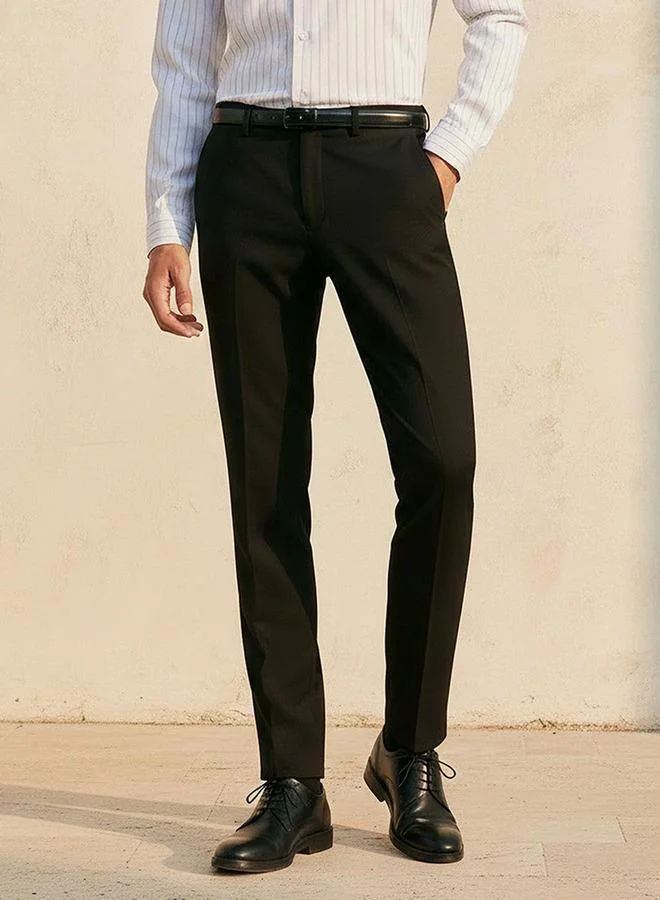 Splash FAV Men Slim Fit Belted Formal Trousers
