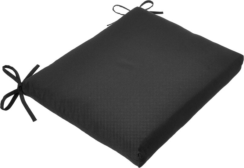 Pillow Perfect Fresco Solid Indoor/Outdoor Patio Seat Cushions, Black, 16" x 18.5", 2 Count - Image 1