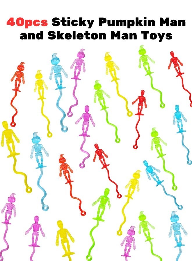 HANYII 40 Pieces Children's Sticky Pumpkin Man Toys Party Toys Sticky Creative Elastic Stretch Climbing Wall Toys Decompression Toys