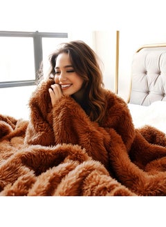 Bedsure Bedsure Soft Burnt Orange King Size Blanket for Bed, Fluffy Fuzzy Large King Blanket for Winter, Cozy Plush Sherpa Fleece Faux Fur Blanket, Thick Warm Christmas Blanket Gifts for Women, Men, 108x90  - Image 2